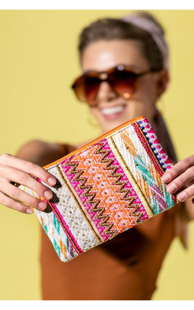 Color Carousel Striped Clutch