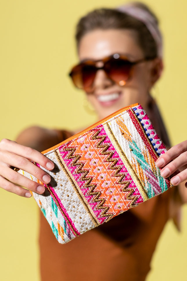 Color Carousel Striped Clutch