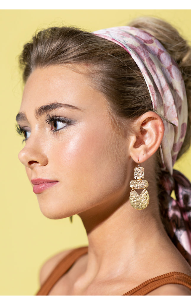 Hammered Abstract Drop Earrings