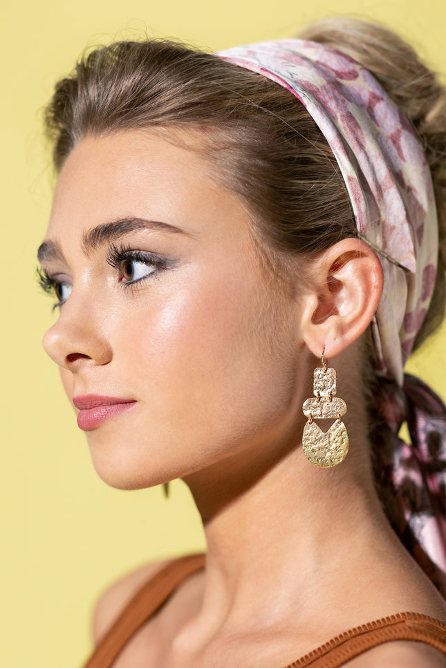 Hammered Abstract Drop Earrings