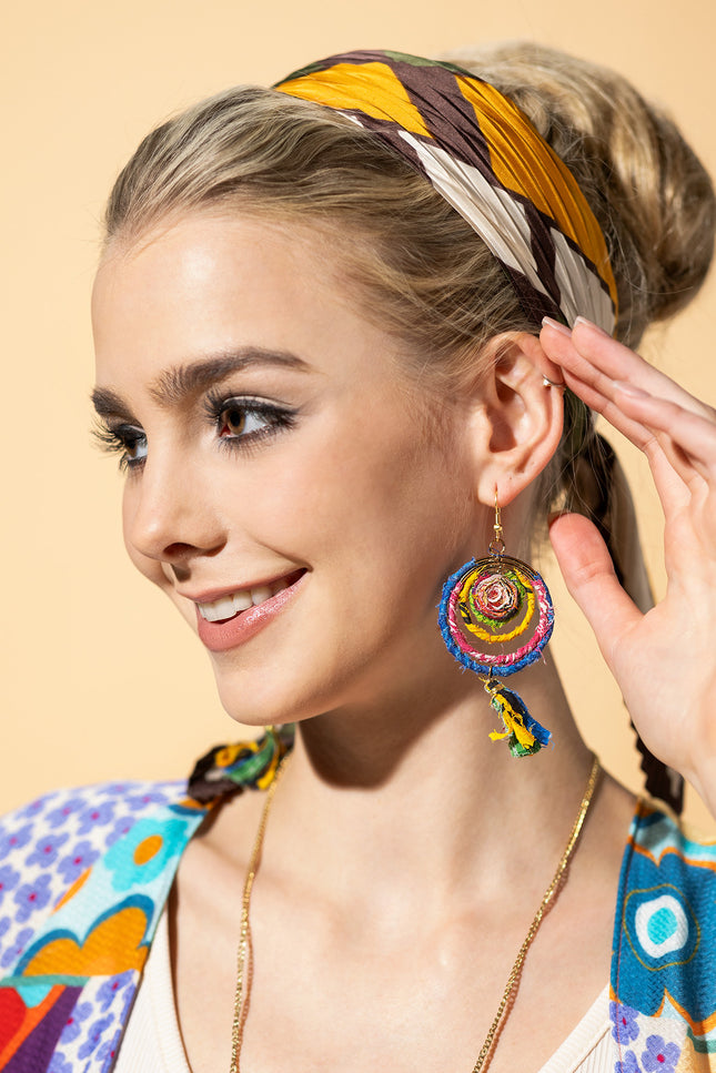 Spiral Tassel Circular Earrings