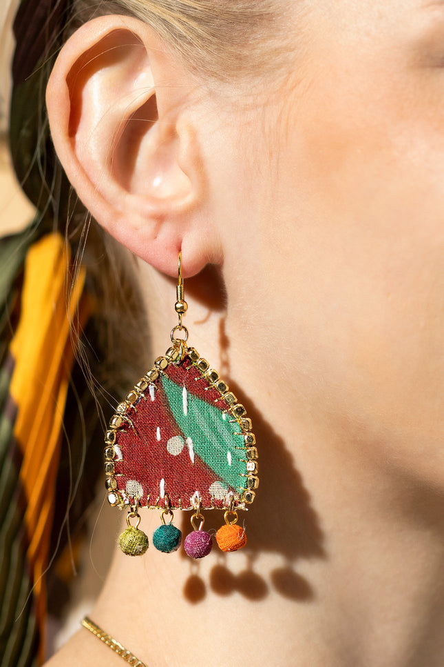 Patchwork Flower Drop Earrings