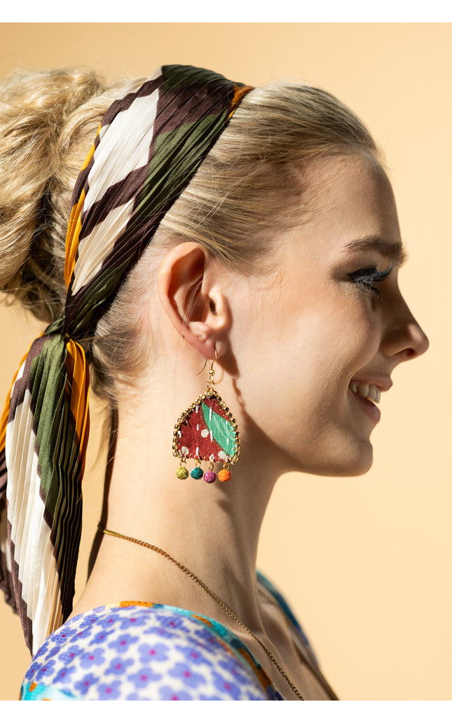 Patchwork Flower Drop Earrings