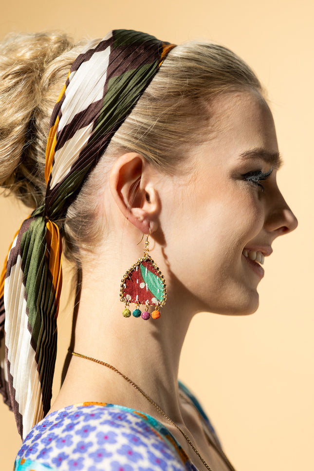 Patchwork Flower Drop Earrings