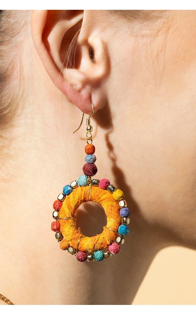 Colorful Ring Fabric Earrings