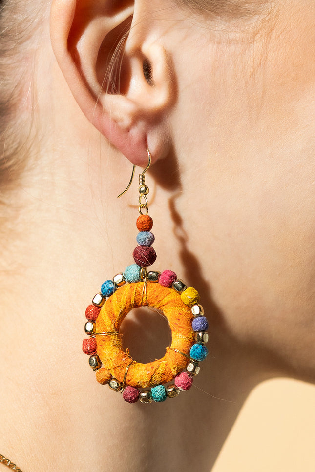 Colorful Ring Fabric Earrings