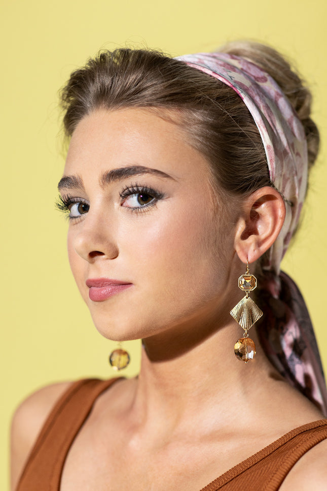 Gold and Champagne Geometric Earrings