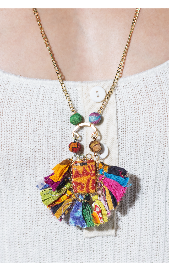 Sari Tassel Pendant Necklace