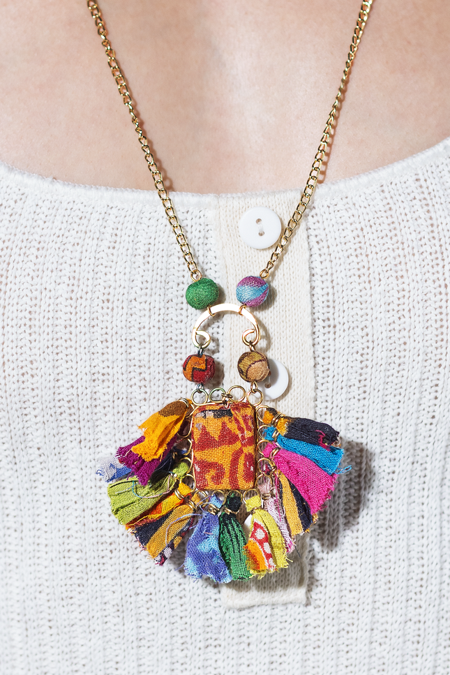 Sari Tassel Pendant Necklace