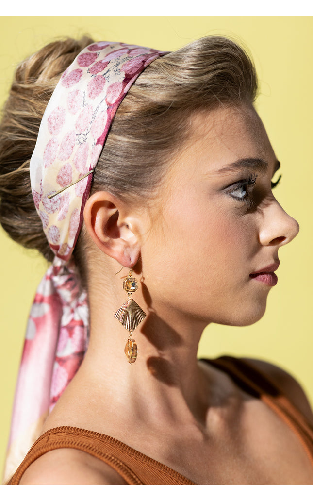 Gold and Champagne Geometric Earrings