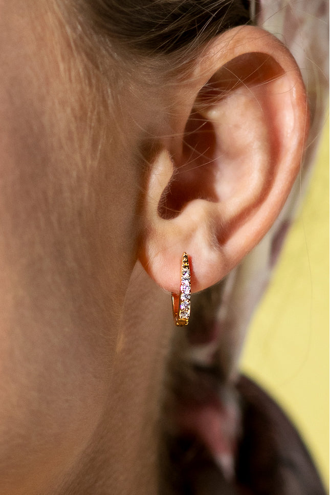 18K gold-plated Pavé Huggie Hoops