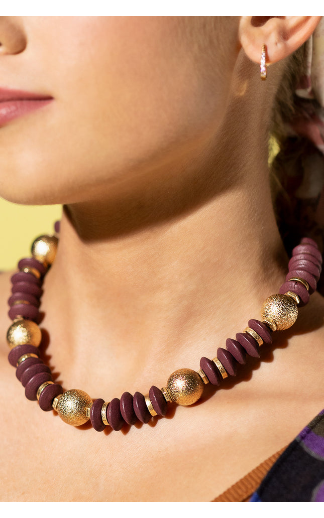 Burgundy Gold Necklace