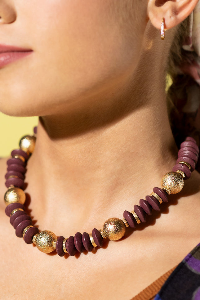 Burgundy Gold Necklace