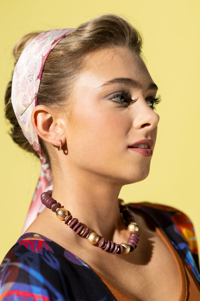 Burgundy Gold Necklace