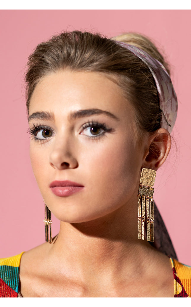 Hammered Multi-Strand Dangle Earrings