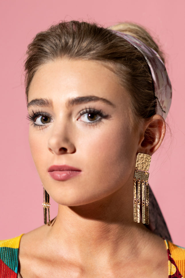 Hammered Multi-Strand Dangle Earrings