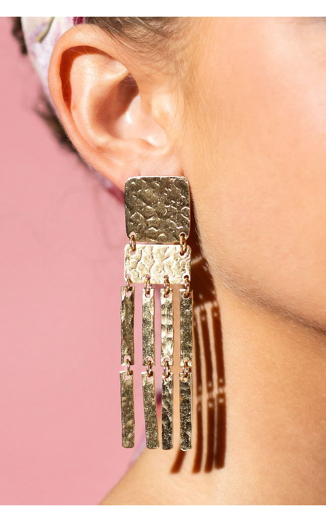Hammered Multi-Strand Dangle Earrings