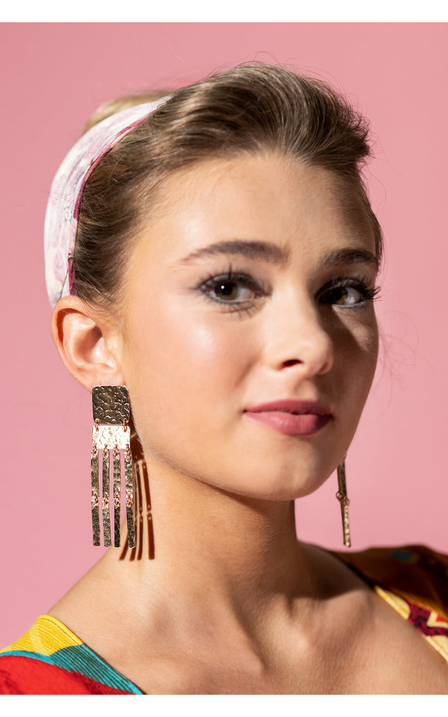 Hammered Multi-Strand Dangle Earrings