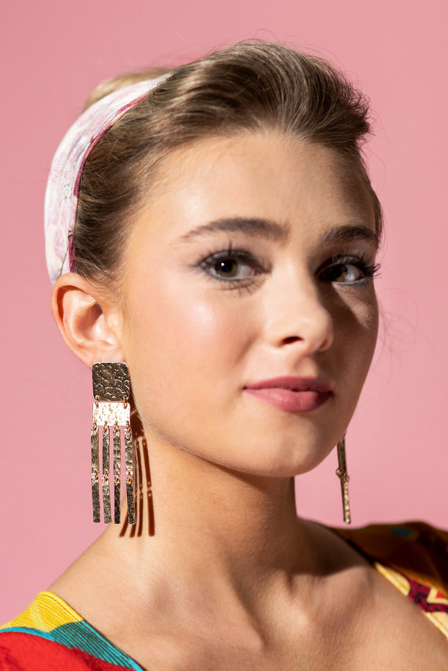 Hammered Multi-Strand Dangle Earrings