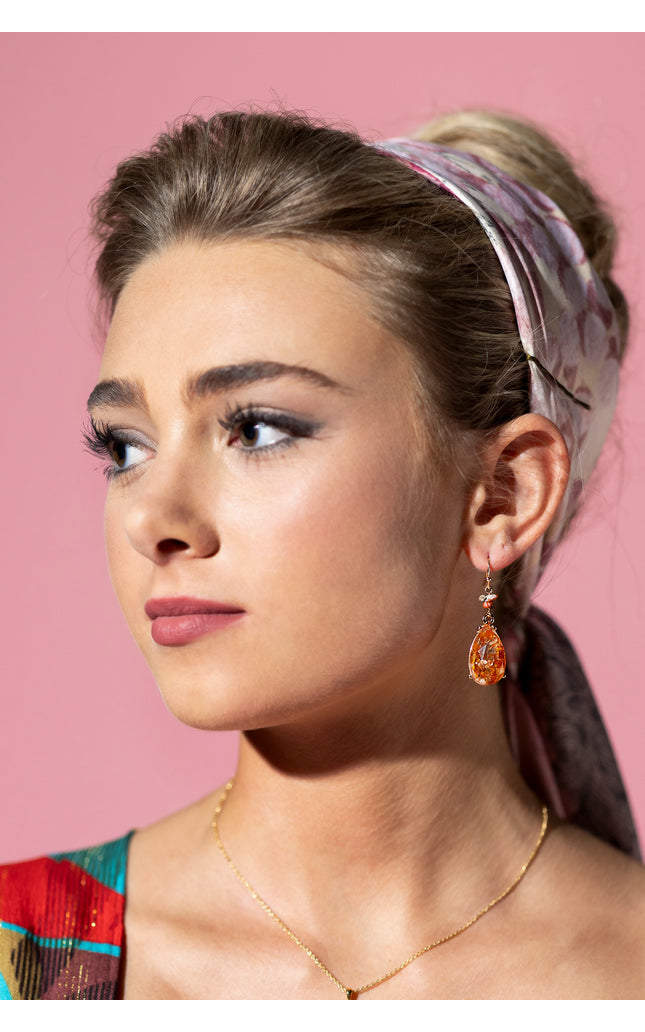 Sunset Blossom Teardrop Earrings