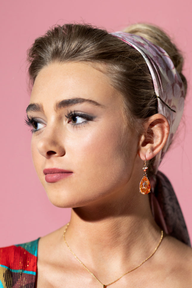 Sunset Blossom Teardrop Earrings