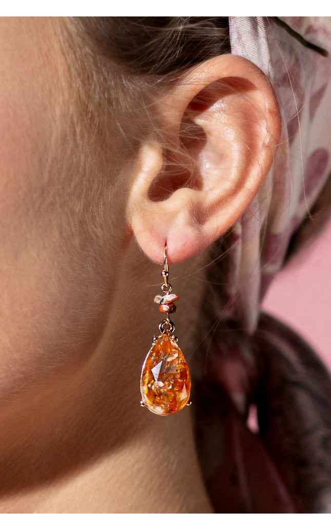 Sunset Blossom Teardrop Earrings