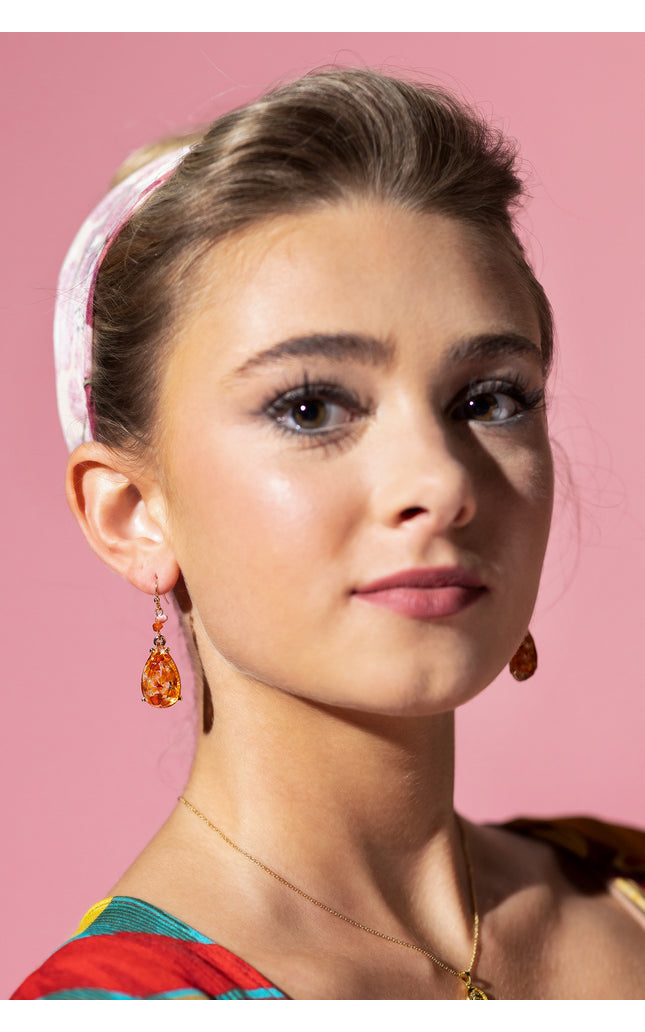 Sunset Blossom Teardrop Earrings