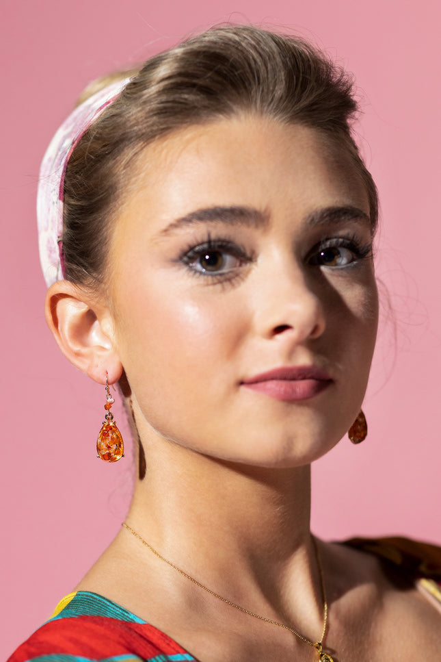 Sunset Blossom Teardrop Earrings