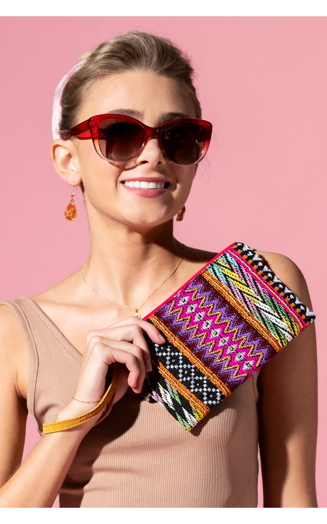 Magenta Medley Beaded Clutch