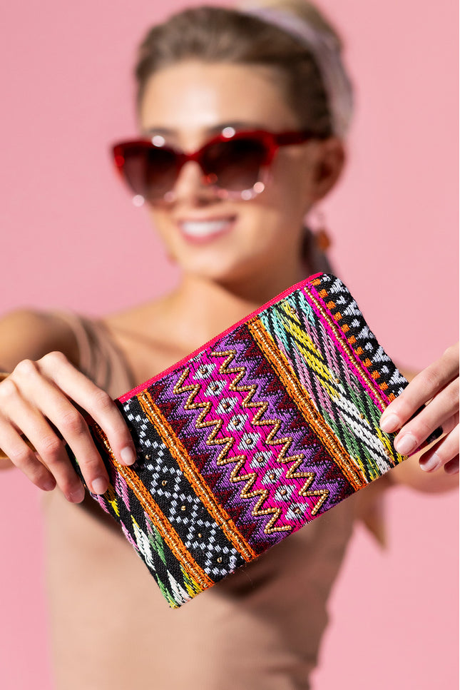Magenta Medley Beaded Clutch