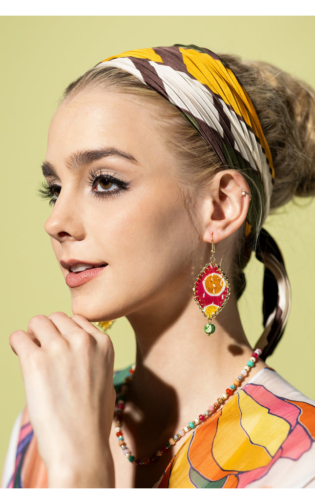 Diamond Patchwork Drop Earrings