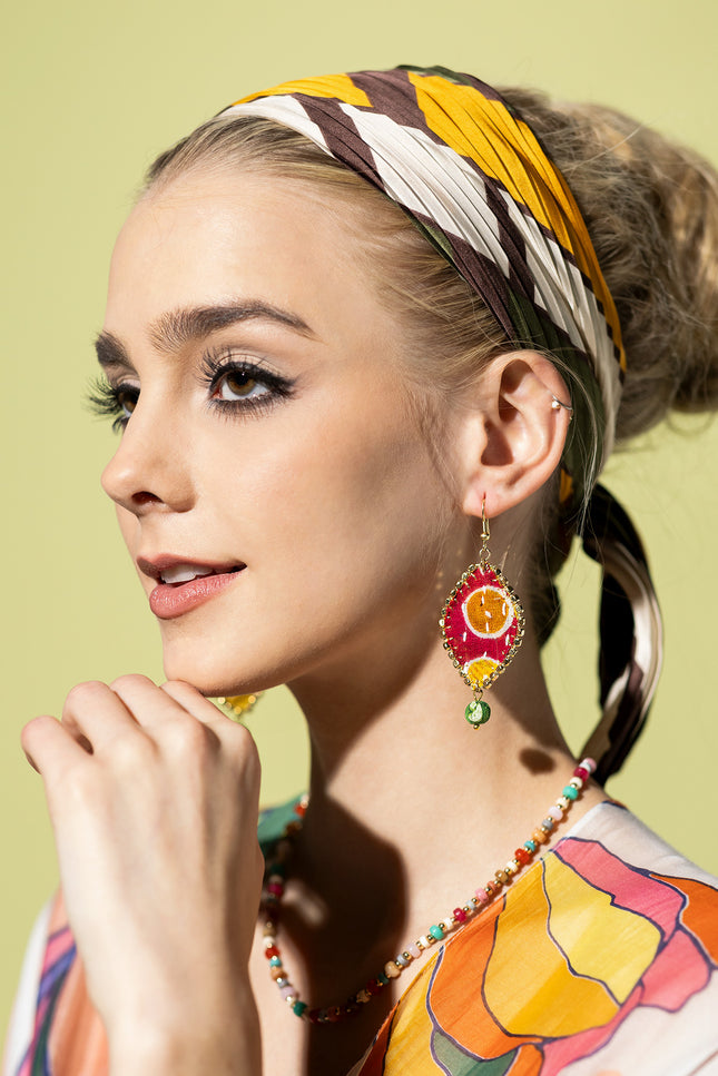 Diamond Patchwork Drop Earrings