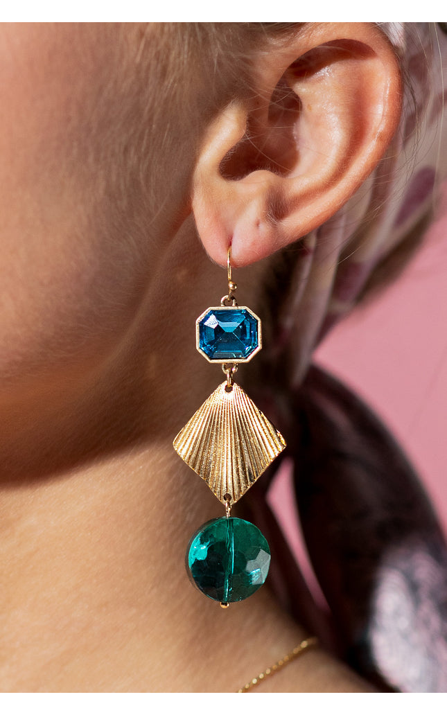 Ocean Jewel Gold Geometric Earrings