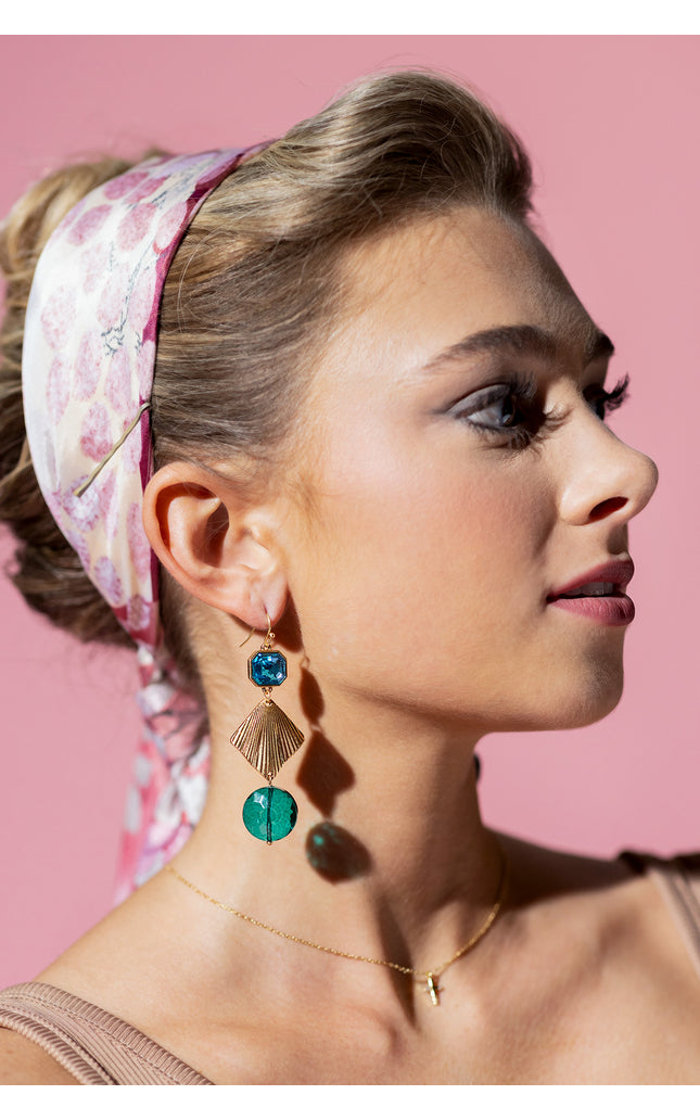 Ocean Jewel Gold Geometric Earrings