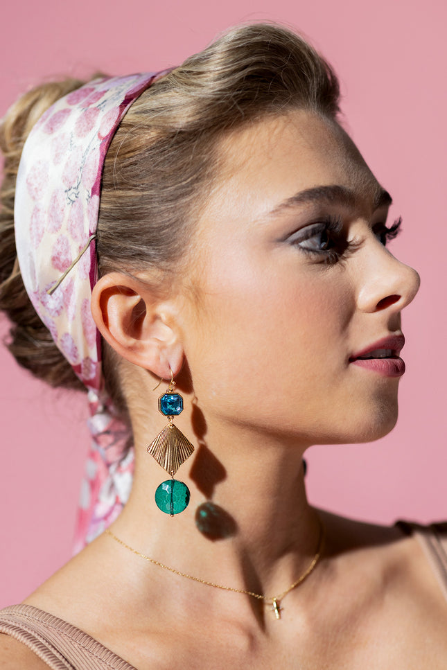 Ocean Jewel Gold Geometric Earrings