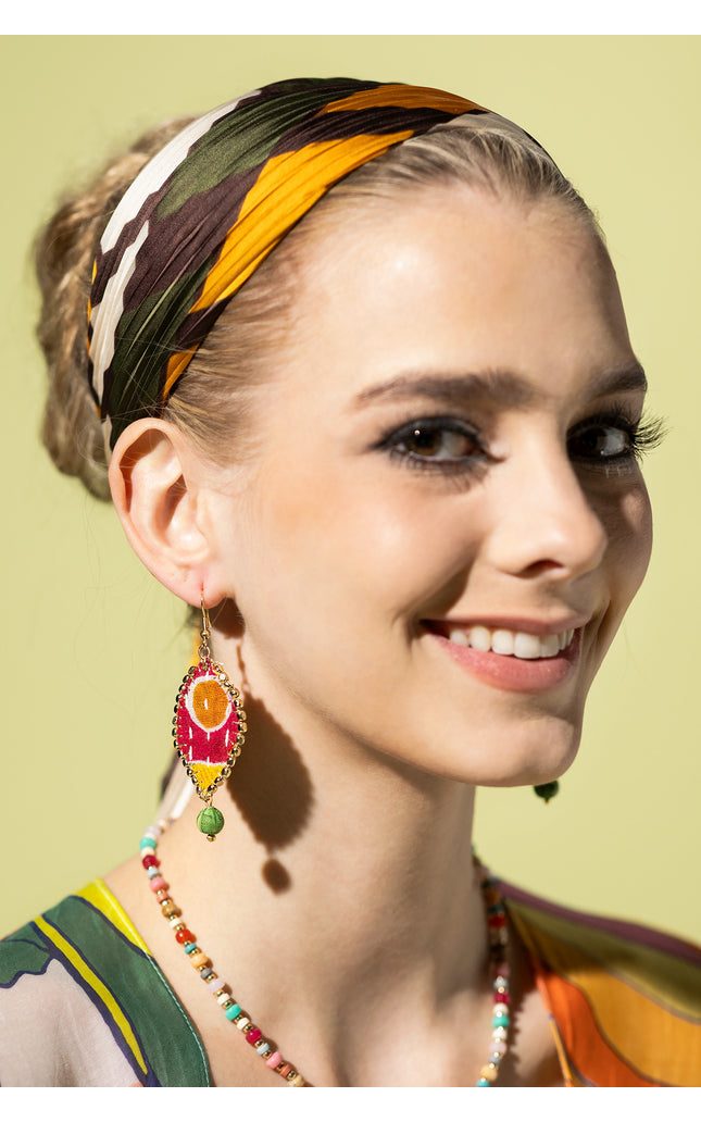 Diamond Patchwork Drop Earrings