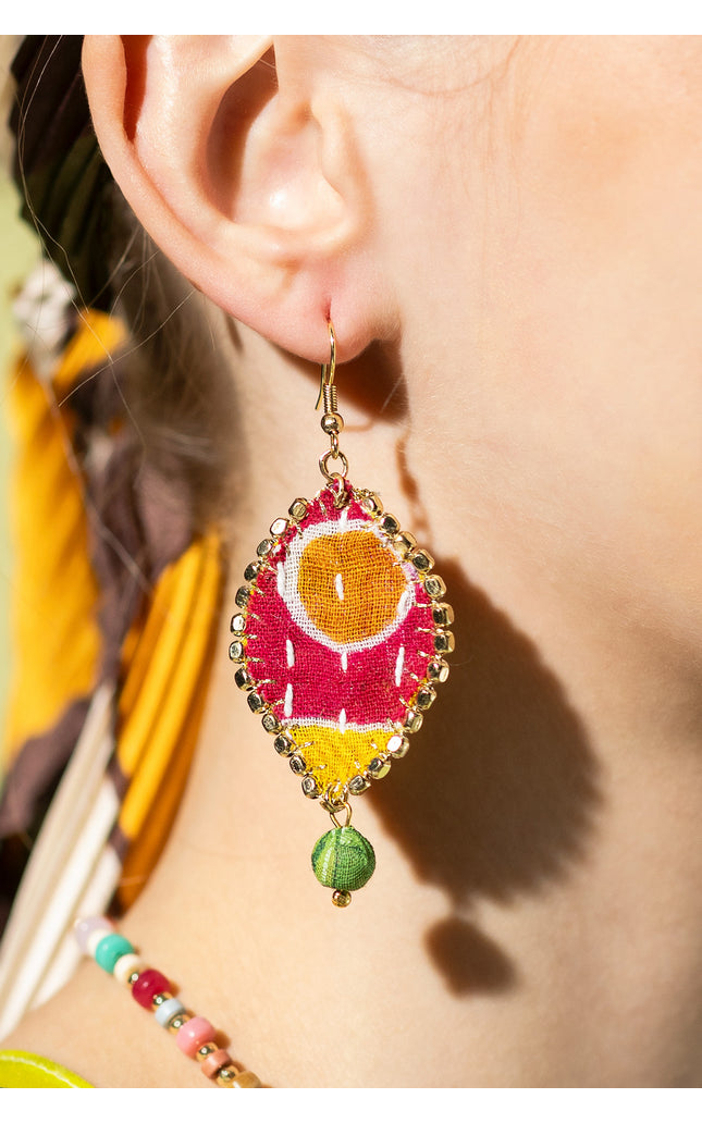 Diamond Patchwork Drop Earrings