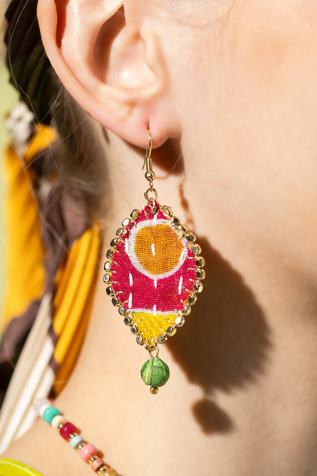 Diamond Patchwork Drop Earrings
