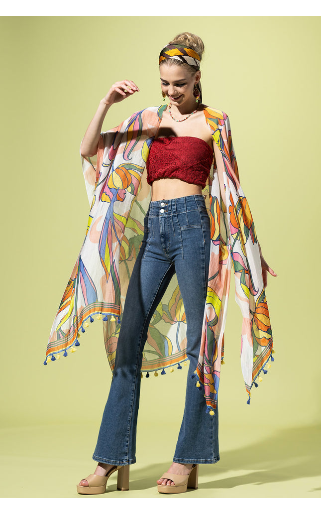 Tulip Dance Pompom Kimono