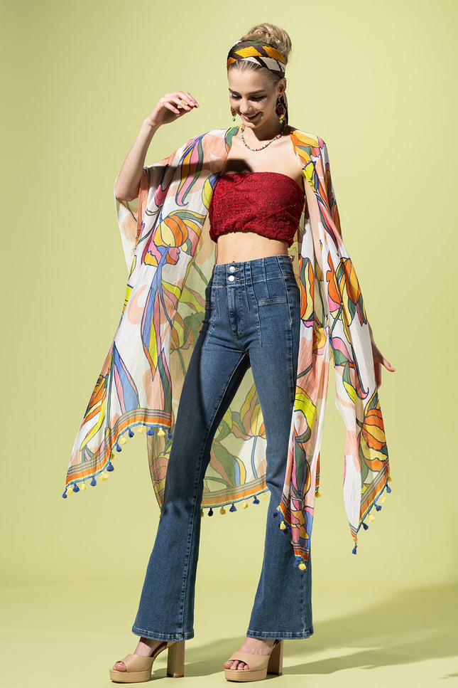 Tulip Dance Pompom Kimono