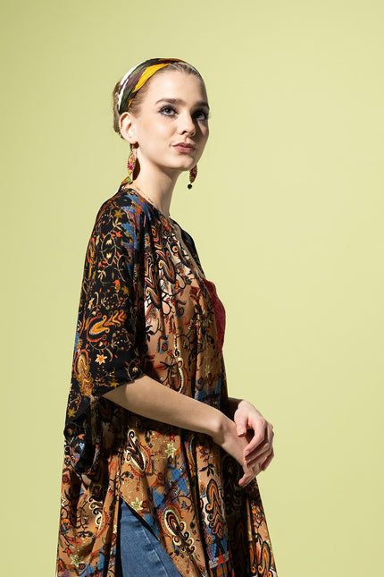 Sunset Fringe Tapestry Kimono