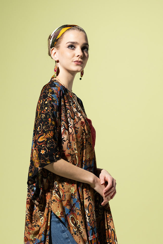 Sunset Fringe Tapestry Kimono