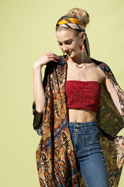 Sunset Fringe Tapestry Kimono