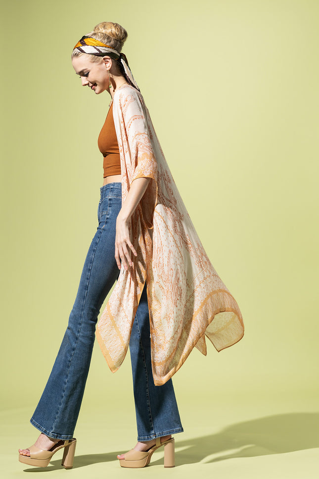 Apricot Paisley Kimono