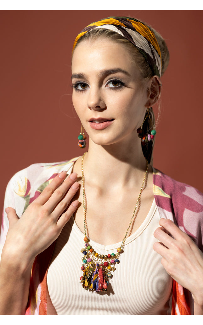 Vibrant Tassel and Bead Necklace