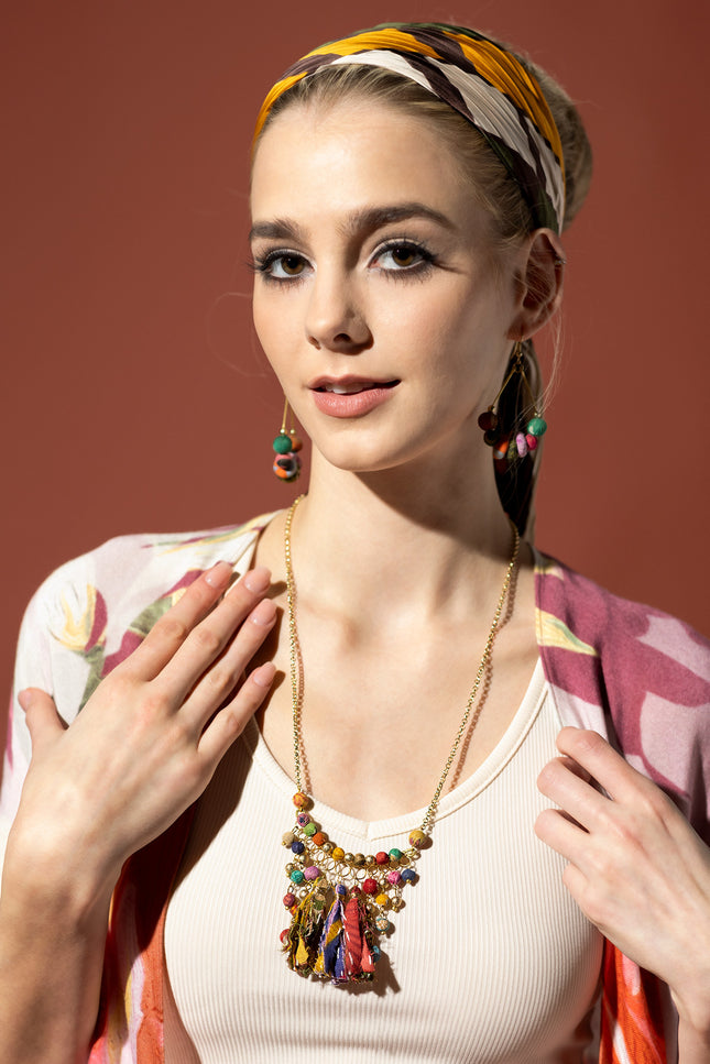 Vibrant Tassel and Bead Necklace