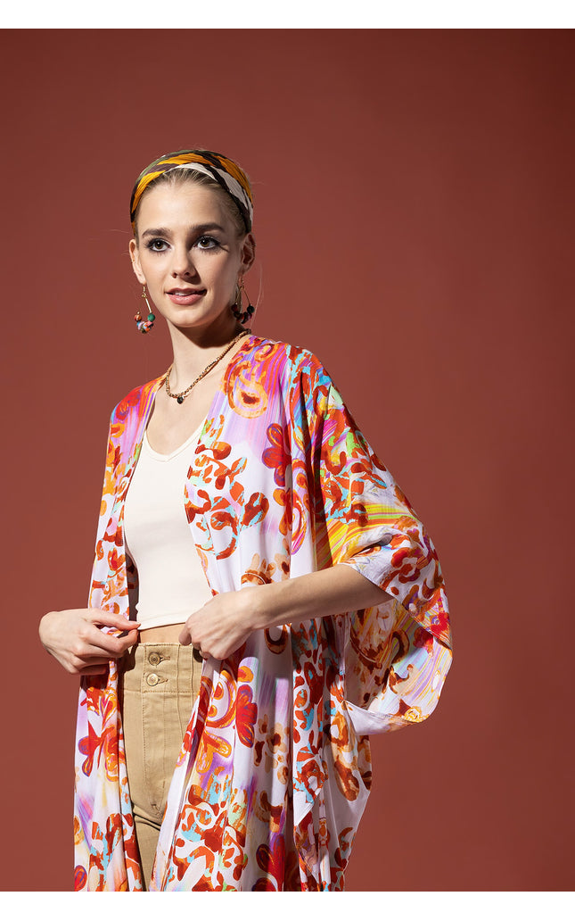 Royal Watercolor Tassel Kimono