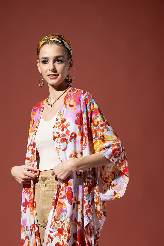 Royal Watercolor Tassel Kimono