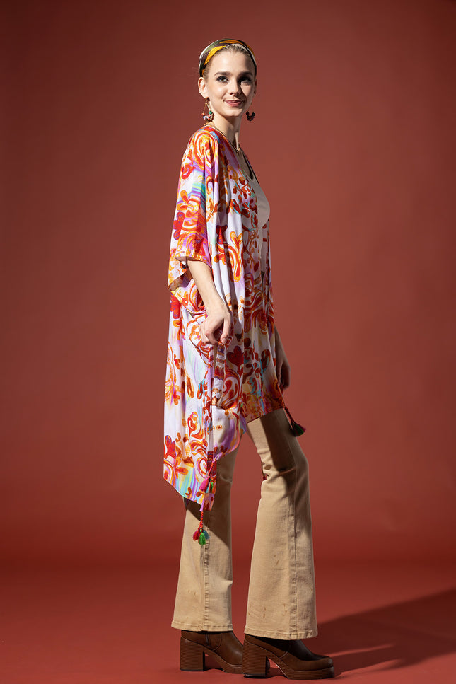 Royal Watercolor Tassel Kimono