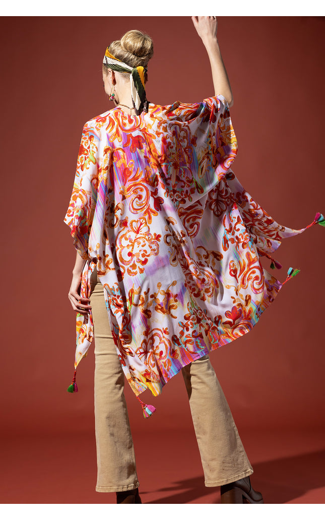 Royal Watercolor Tassel Kimono
